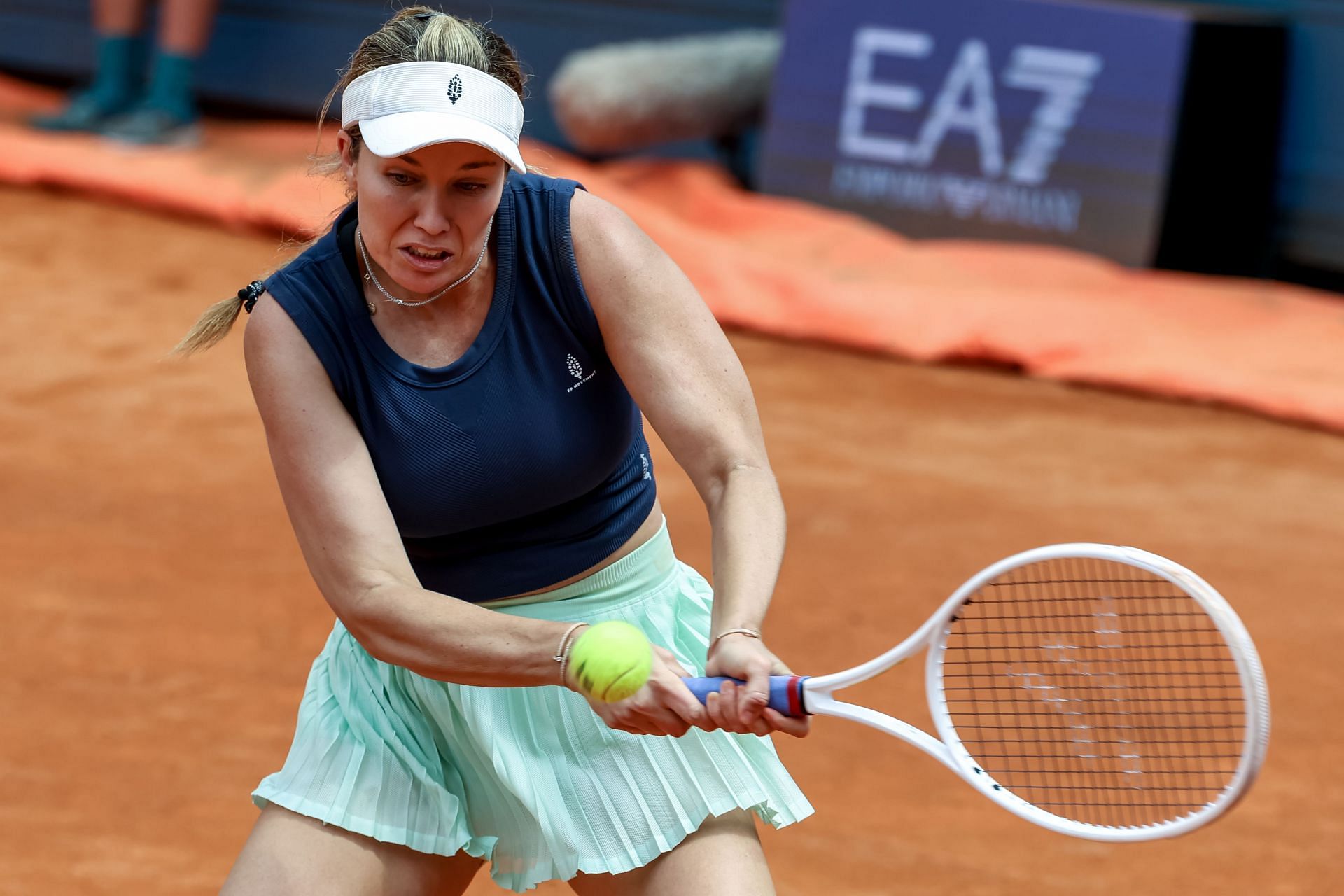 Danielle Collins in action at the 2025 Italian Open (Source: Getty)